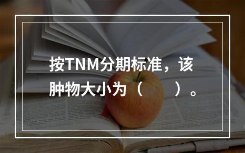 按TNM分期标准，该肿物大小为（　　）。