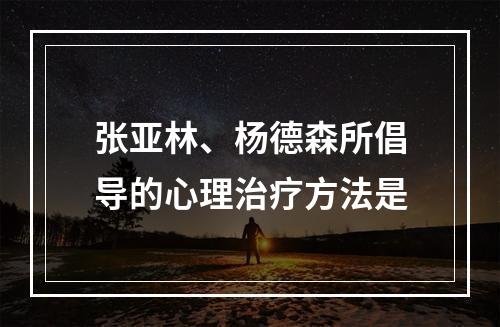 张亚林、杨德森所倡导的心理治疗方法是