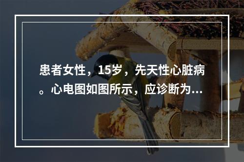 患者女性，15岁，先天性心脏病。心电图如图所示，应诊断为下