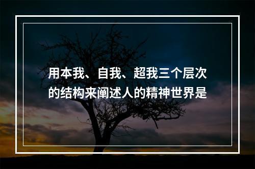 用本我、自我、超我三个层次的结构来阐述人的精神世界是