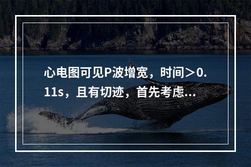 心电图可见P波增宽，时间＞0.11s，且有切迹，首先考虑（