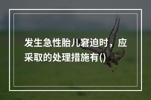 发生急性胎儿窘迫时，应采取的处理措施有()