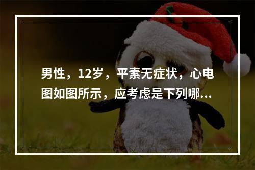 男性，12岁，平素无症状，心电图如图所示，应考虑是下列哪种