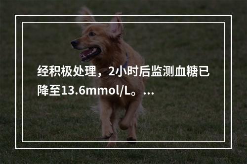 经积极处理，2小时后监测血糖已降至13.6mmol/L。此时