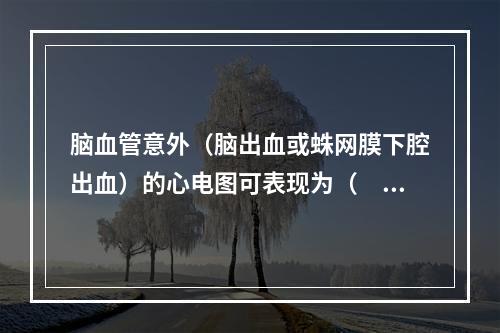 脑血管意外（脑出血或蛛网膜下腔出血）的心电图可表现为（　　