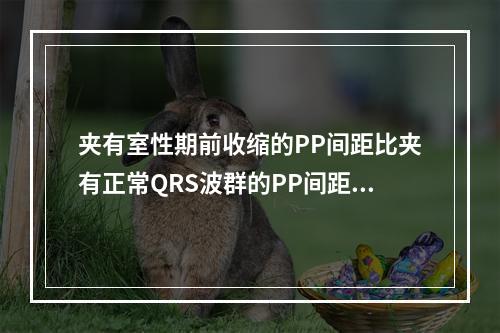 夹有室性期前收缩的PP间距比夹有正常QRS波群的PP间距短，