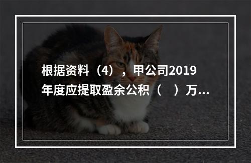 根据资料（4），甲公司2019年度应提取盈余公积（　）万元。