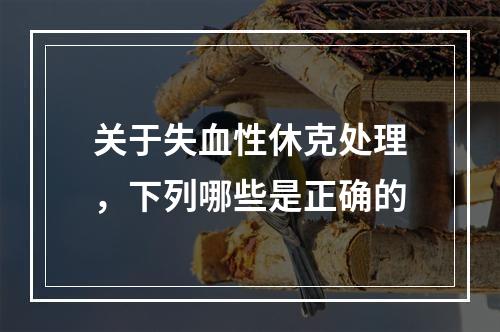 关于失血性休克处理，下列哪些是正确的