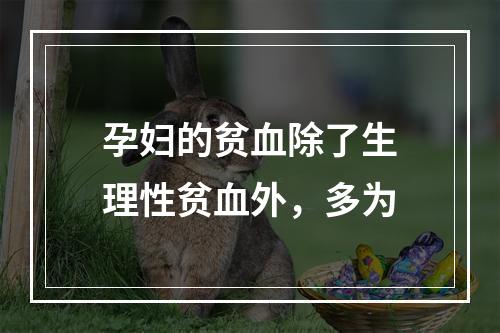 孕妇的贫血除了生理性贫血外，多为