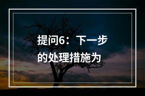 提问6：下一步的处理措施为