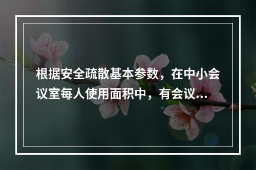 根据安全疏散基本参数，在中小会议室每人使用面积中，有会议桌的