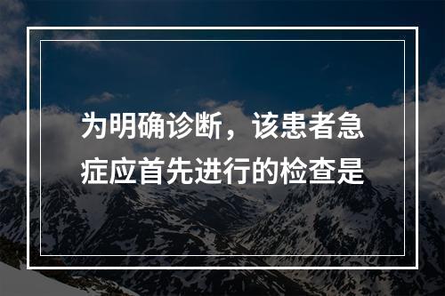 为明确诊断，该患者急症应首先进行的检查是