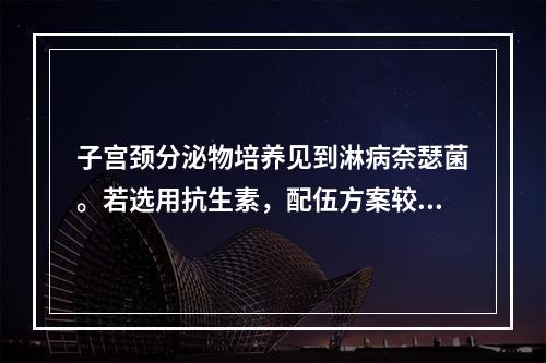 子宫颈分泌物培养见到淋病奈瑟菌。若选用抗生素，配伍方案较合理