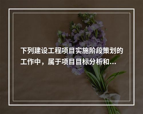 下列建设工程项目实施阶段策划的工作中，属于项目目标分析和再论