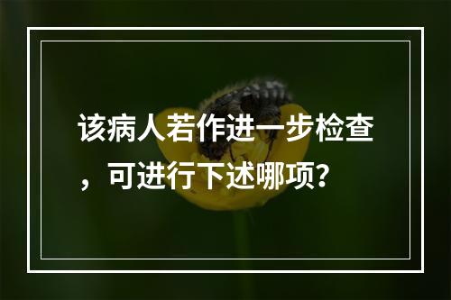 该病人若作进一步检查，可进行下述哪项？