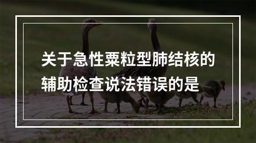 关于急性粟粒型肺结核的辅助检查说法错误的是