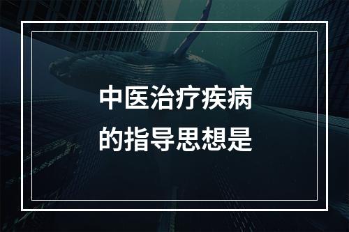 中医治疗疾病的指导思想是