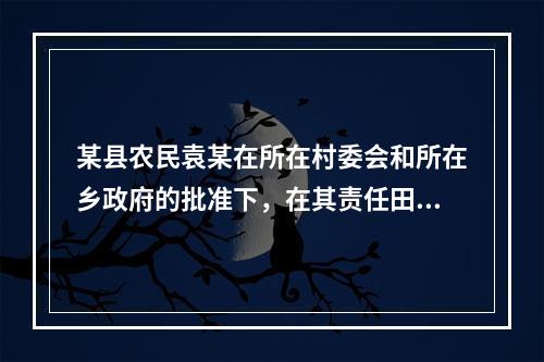 某县农民袁某在所在村委会和所在乡政府的批准下，在其责任田内建