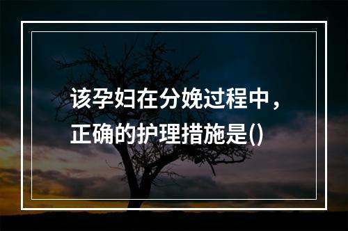 该孕妇在分娩过程中，正确的护理措施是()