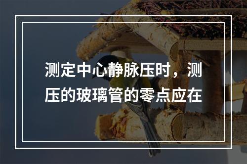 测定中心静脉压时，测压的玻璃管的零点应在