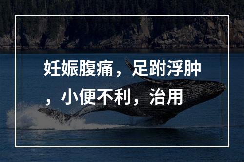 妊娠腹痛，足跗浮肿，小便不利，治用