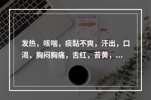 发热，咳喘，痰黏不爽，汗出，口渴，胸闷胸痛，舌红，苔黄，脉数