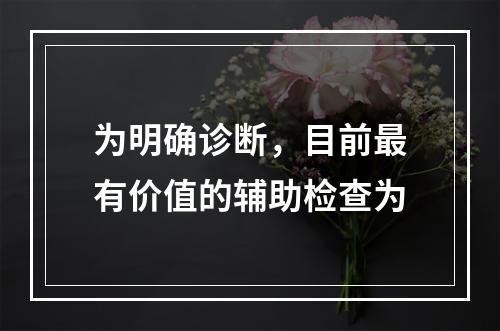 为明确诊断，目前最有价值的辅助检查为