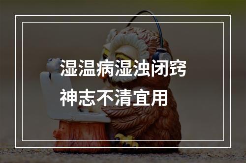 湿温病湿浊闭窍神志不清宜用