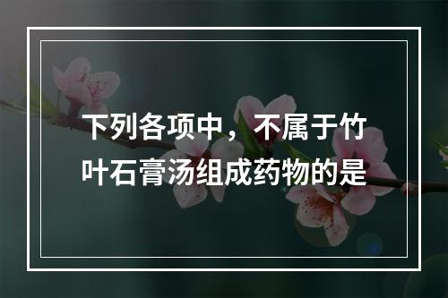 下列各项中，不属于竹叶石膏汤组成药物的是