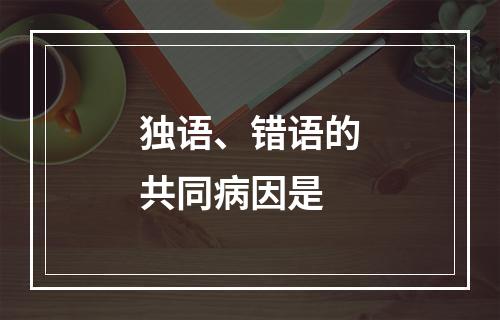 独语、错语的共同病因是