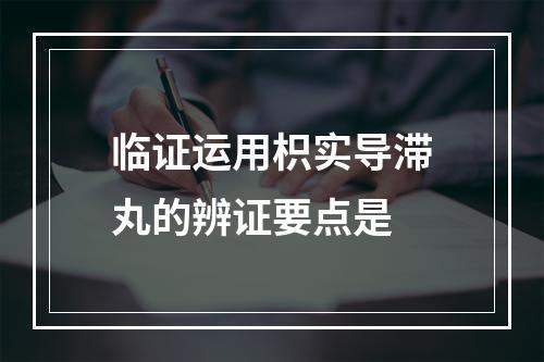 临证运用枳实导滞丸的辨证要点是