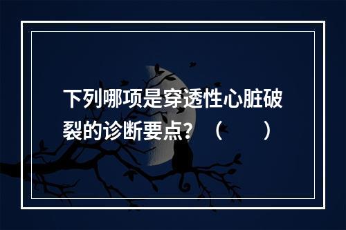 下列哪项是穿透性心脏破裂的诊断要点？（　　）