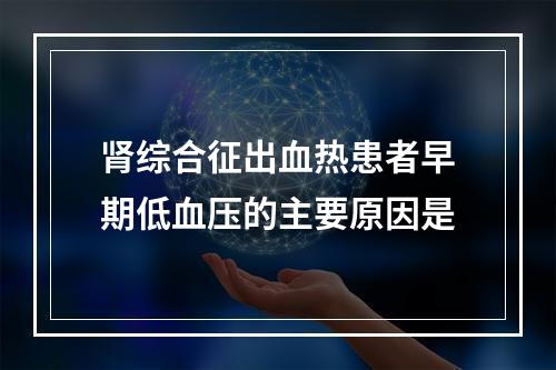 肾综合征出血热患者早期低血压的主要原因是