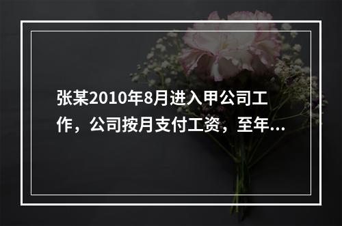 张某2010年8月进入甲公司工作，公司按月支付工资，至年底公