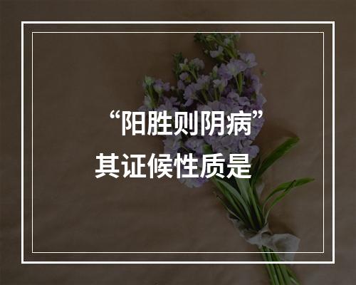 “阳胜则阴病”其证候性质是