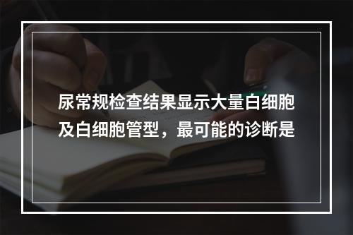 尿常规检查结果显示大量白细胞及白细胞管型，最可能的诊断是