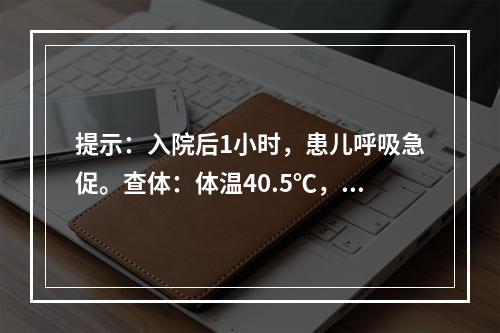 提示：入院后1小时，患儿呼吸急促。查体：体温40.5℃，心率