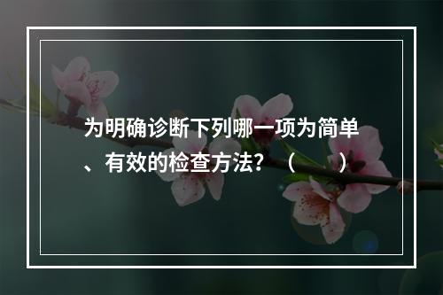 为明确诊断下列哪一项为简单、有效的检查方法？（　　）