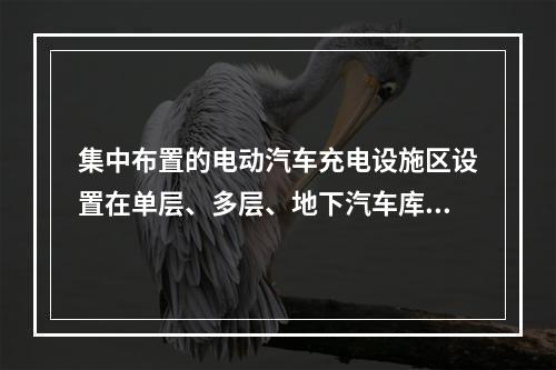 集中布置的电动汽车充电设施区设置在单层、多层、地下汽车库内时