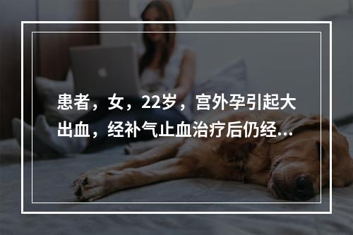 患者，女，22岁，宫外孕引起大出血，经补气止血治疗后仍经血淋