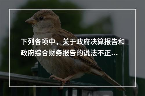 下列各项中，关于政府决算报告和政府综合财务报告的说法不正确的