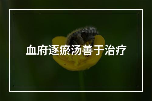 血府逐瘀汤善于治疗