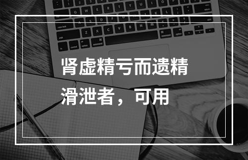 肾虚精亏而遗精滑泄者，可用