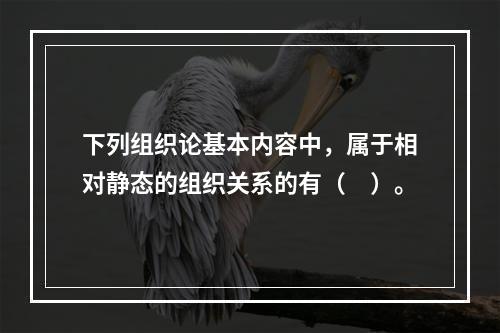 下列组织论基本内容中，属于相对静态的组织关系的有（　）。