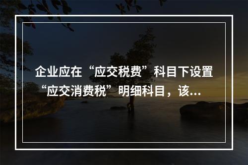 企业应在“应交税费”科目下设置“应交消费税”明细科目，该科目