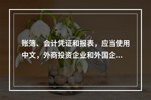 账簿、会计凭证和报表，应当使用中文，外商投资企业和外国企业可