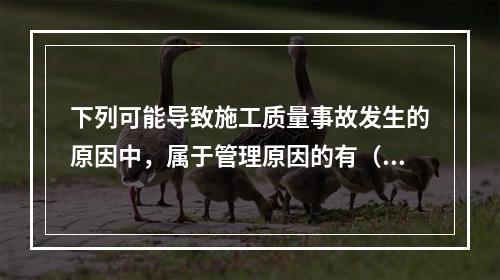 下列可能导致施工质量事故发生的原因中，属于管理原因的有（　）