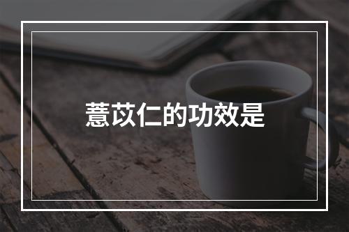 薏苡仁的功效是