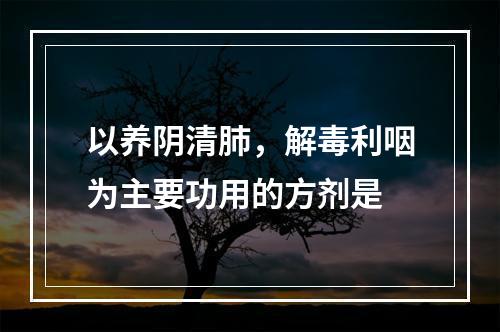 以养阴清肺，解毒利咽为主要功用的方剂是