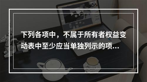 下列各项中，不属于所有者权益变动表中至少应当单独列示的项目是